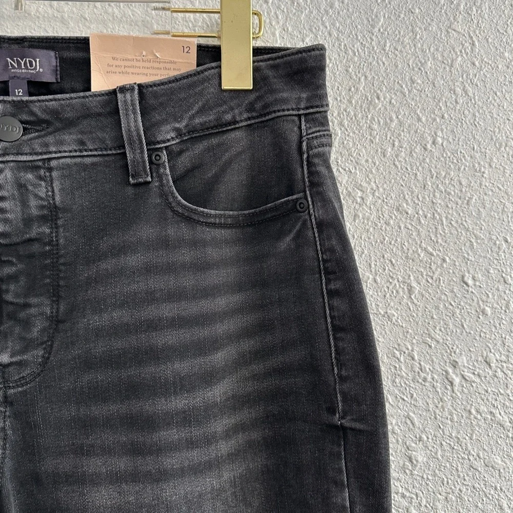 NYDJ Marilyn Straight Jeans Womens 12 Black Nightbreak Lift Tuck High Rise Denim